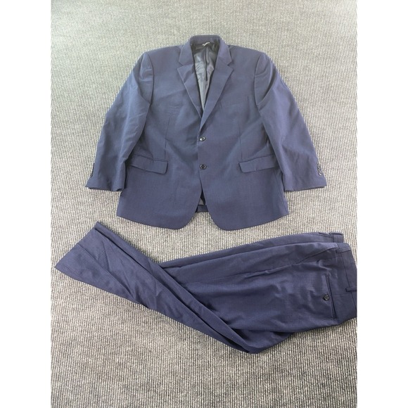 Jos. A Bank Suit 48 R Blue Wool Nailhead Premium Executive Jacket Pants 40x29 - Picture 1 of 16